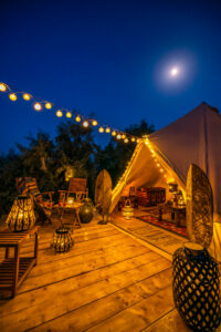 Romantic night glamping, camping, boho cozy site