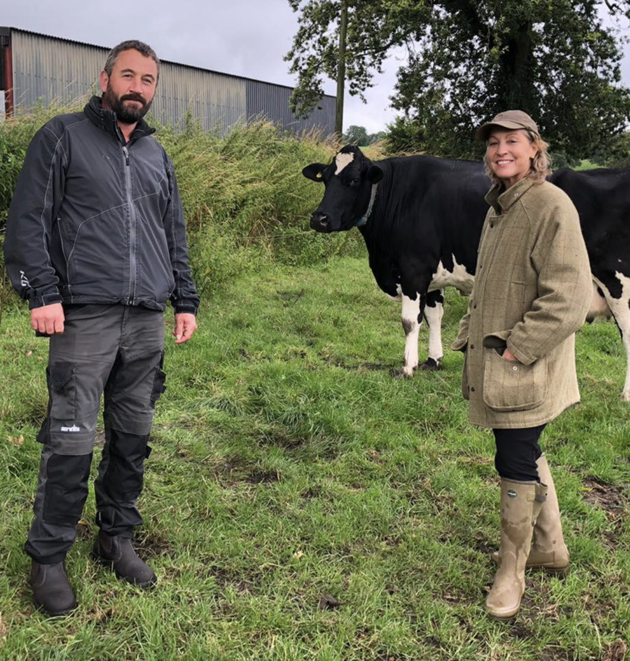 Environment Minister Rebecca Pow with Henry Pym on his farm near Chard, Somerset