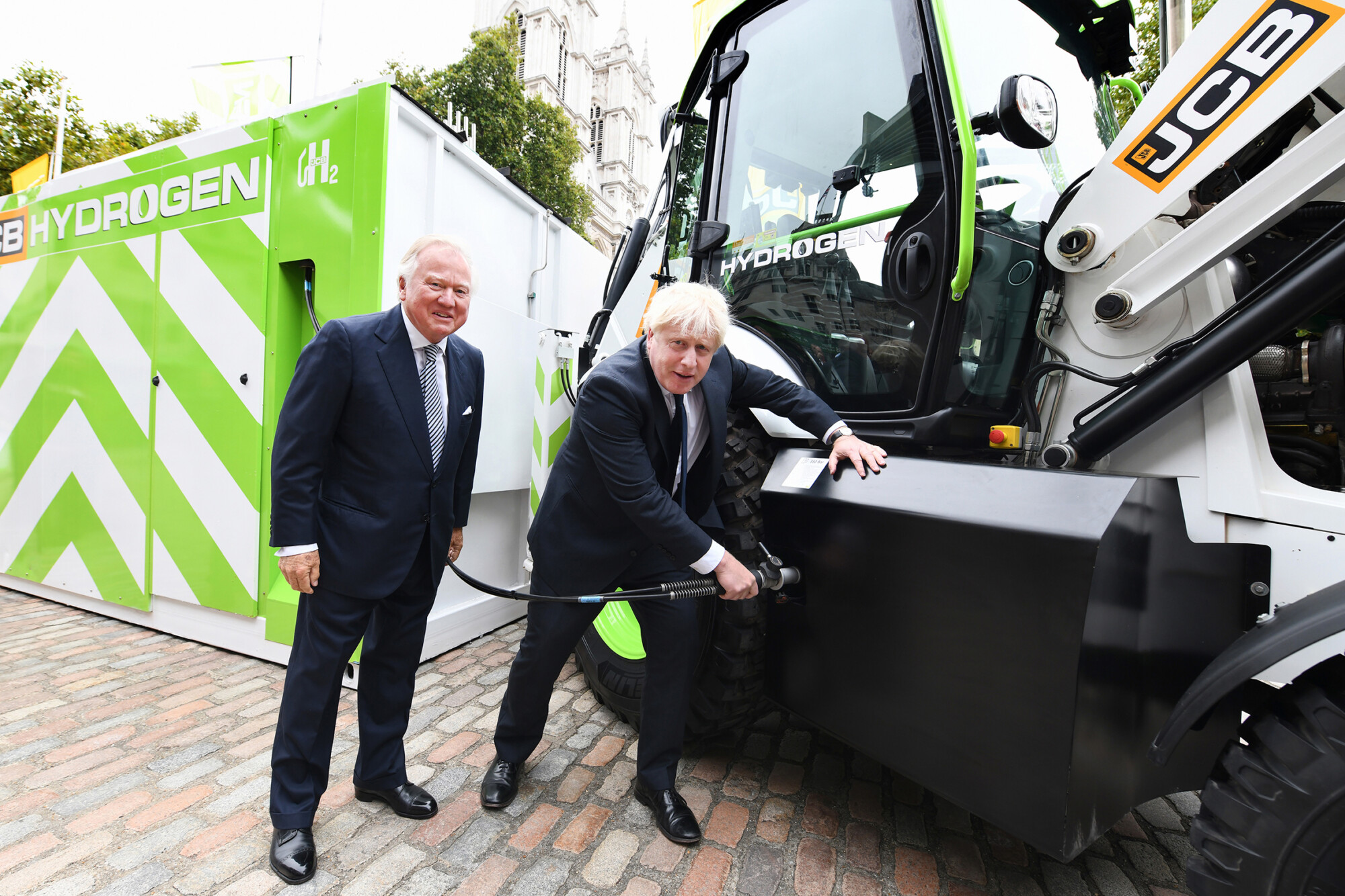 JCB hydrogen powered unveiling with Prime Minister Boris Johnson