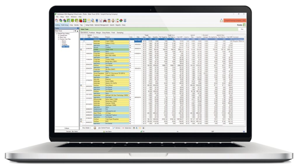 laptop screen with spreadsheets 