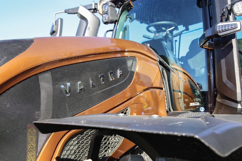 Close-up photo of the new body styling on the Valtra tractor