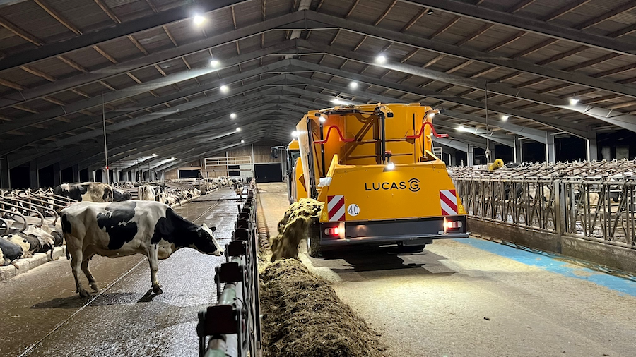 Photo of Lucas G machinery at work in a cattle shed.