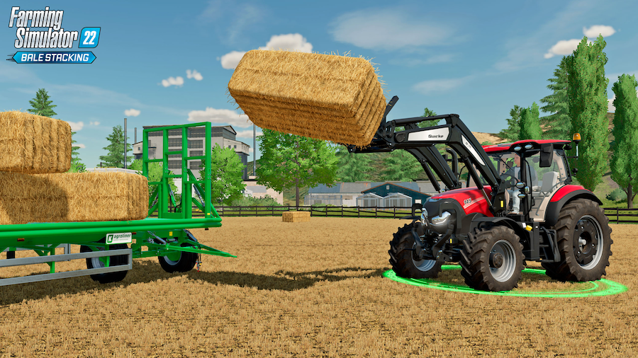 Screenshot of the Bale Stacking mode in Farming Simulator 22.
