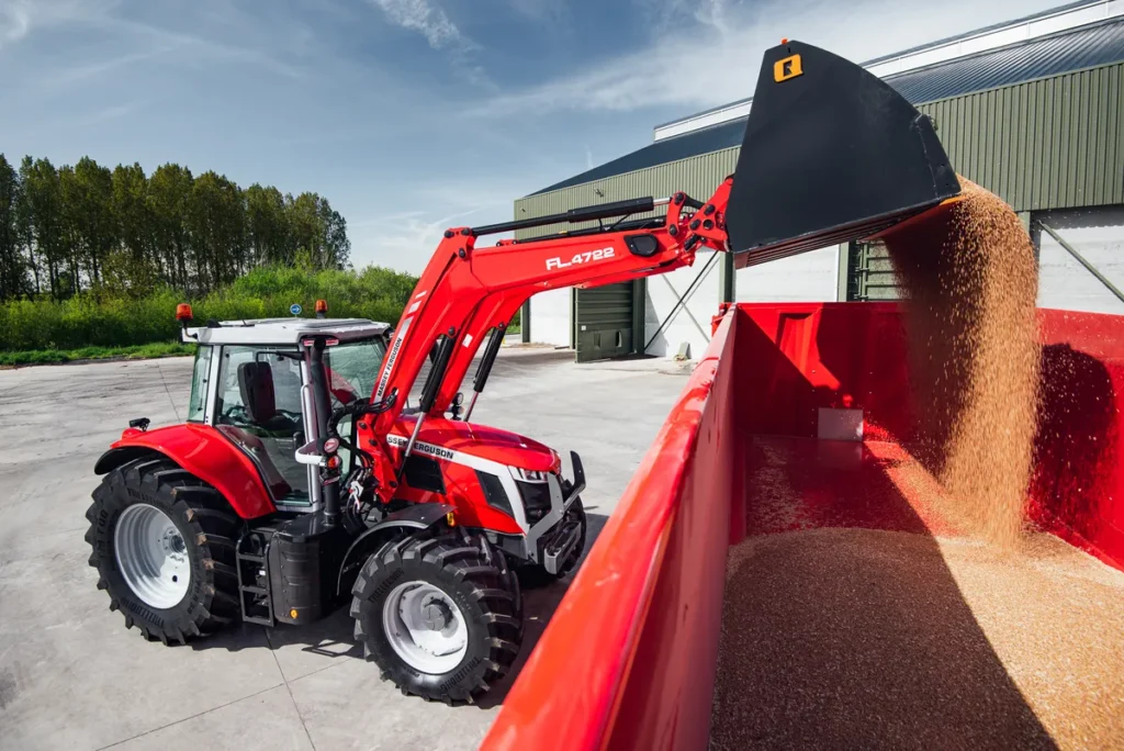 Massey Ferguson tractor moving arable materials in LAMMA 2024 launch story