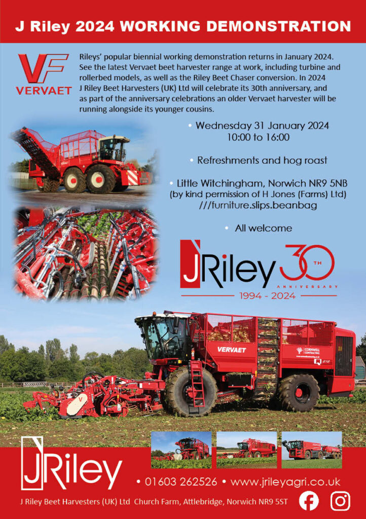 J Riley Agri sugar beet machinery demo on farm machinery website
