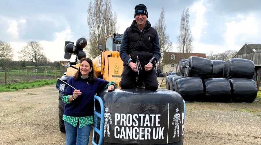 Simon Hayter from Stoke-by-Nayland, Suffolk, built bale grab to raise awareness of prostate cancer and support Prostate Cancer UK charity.
