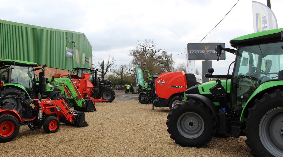 pictures of tractors outside Collings depot at open day in march