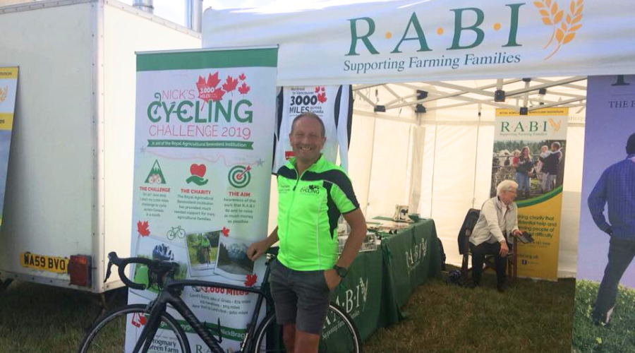 Nick Bragg of Frogmary Green Farm takes on cycling challenge with Krone BiG X forager for Royal Agricultural Benevolent Institution (RABI). 