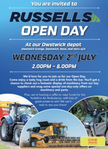 Russells Open Day, Wednesday 2nd July at 2pm.