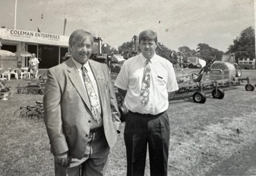 Mr Coleman and his son David exhibiting at one of their first Agricultural Machinery Shows.