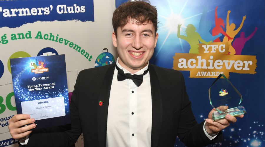 Magnus Brown, a 22-year-old dairy farmer from Staffordshire, has been named Young Farmer of the Year 2025 at the YFC Achiever Awards.