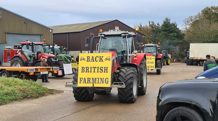 Around 100 tractors rolled through the streets of Suffolk yesterday to protest against the changes to the family farm tax.
