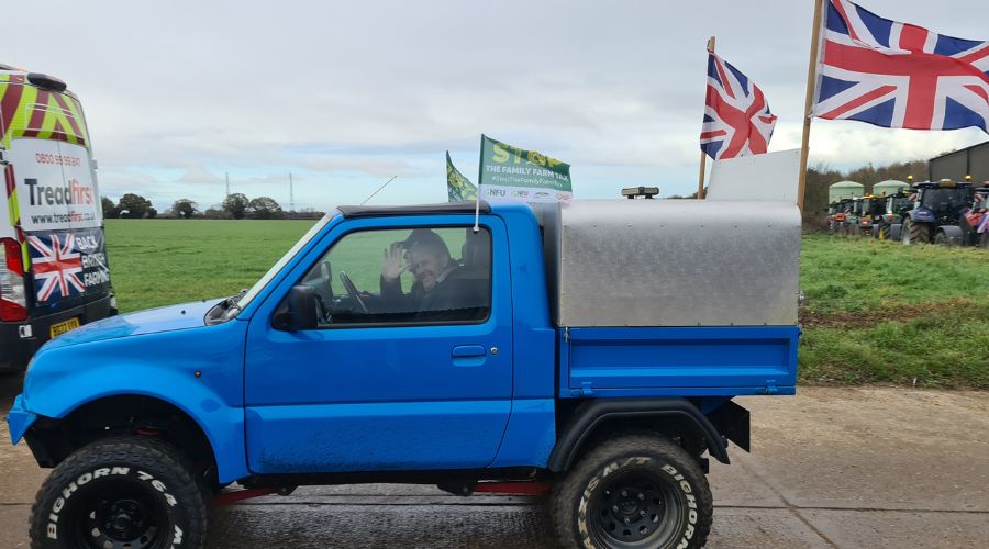 Around 100 tractors rolled through the streets of Suffolk yesterday to protest against the changes to the family farm tax.

