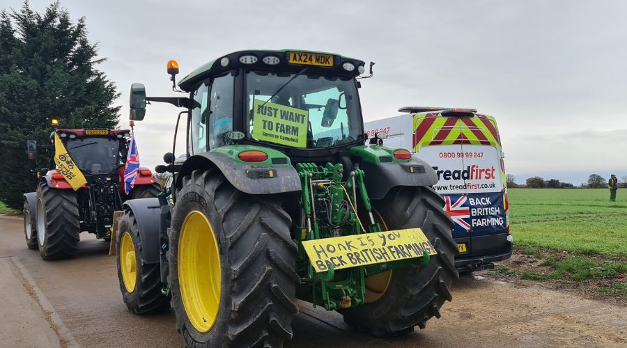 Around 100 tractors rolled through the streets of Suffolk yesterday to protest against the changes to the family farm tax.
