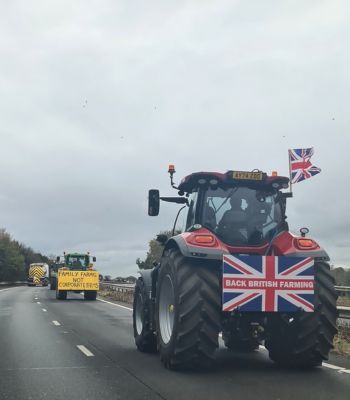Around 100 tractors rolled through the streets of Suffolk yesterday to protest against the changes to the family farm tax.
