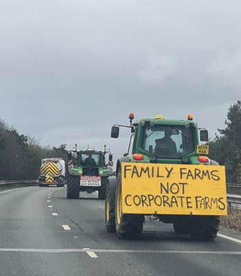 Around 100 tractors rolled through the streets of Suffolk yesterday to protest against the changes to the family farm tax.
