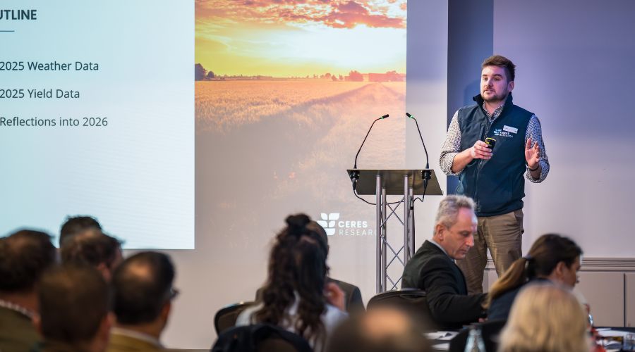 Dr Alex setchfield of Ceres Research talking about soil resilience and harvest 2025.