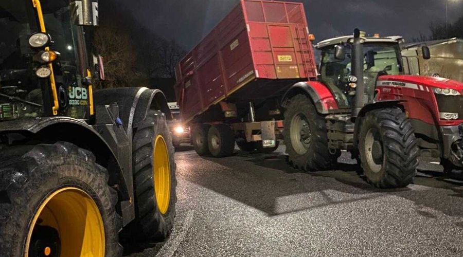 Farmers blocked a regional distribution centre at Avonmouth Docks, part of the Port of Bristol.