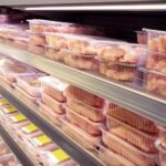 chicken meat on shelves