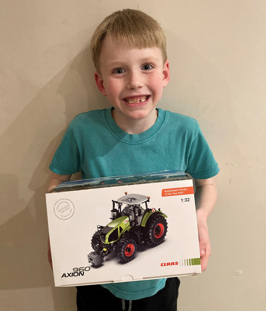 1.	Jerry Stalley from Cambridge won a Claas tractor model donated by Claas UK Ltd, and said: “I was so excited to open it, I love it!”