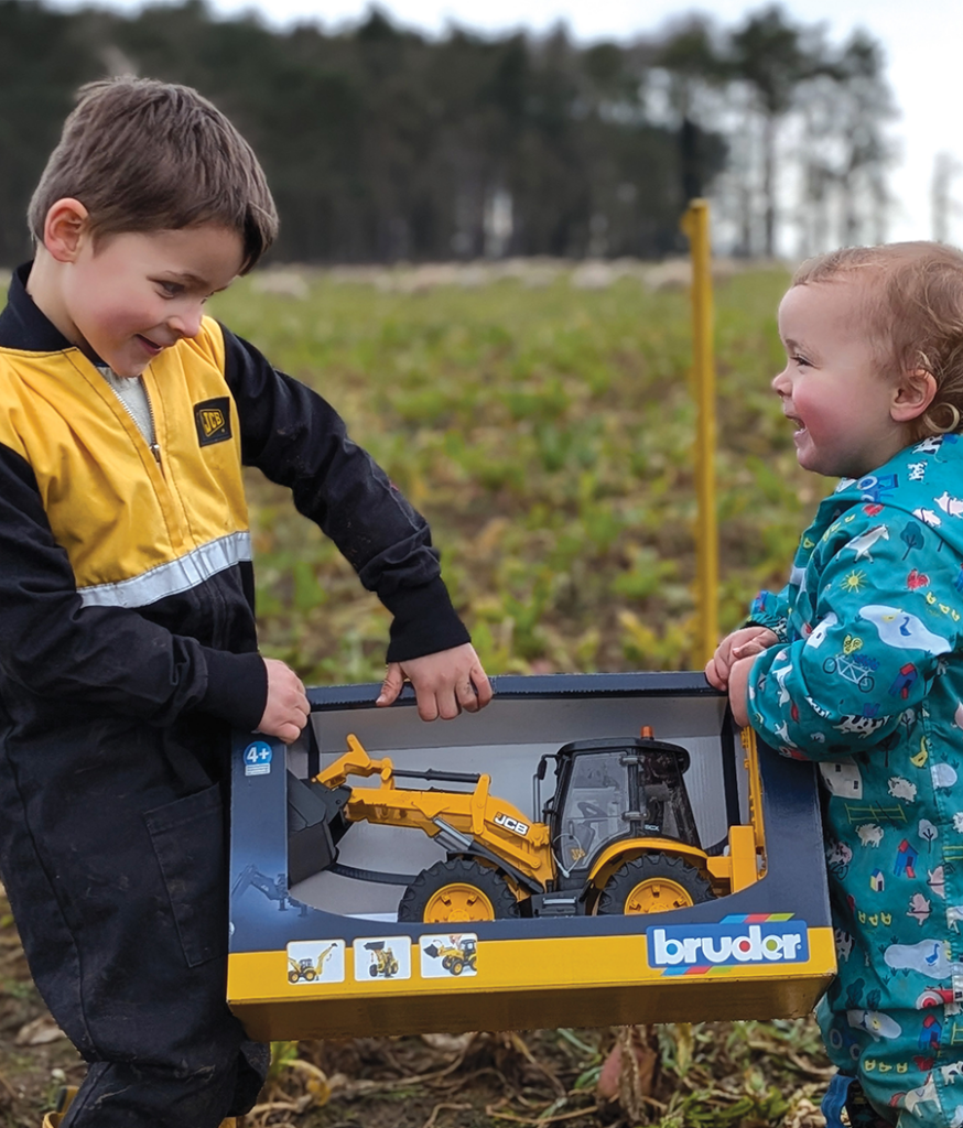14.	Anne-Marie Ketteringham from Thetford told Farmers Guide that her children, William and George, were thrilled to receive a JCB model, provided by G&J Peck, adding that it makes a great addition to their farm.