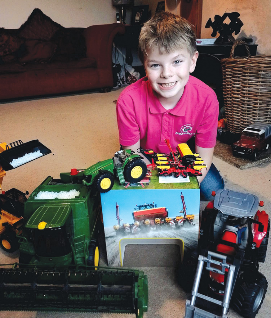 Hetty Loder from Yeovil, Somerset won a model Tempo F8 which was provided by Väderstad – Hetty had always planned to give her brother Jasper the prize if she won, and her parents say she has made a “carpet farmer” very happy. Jasper Loder is pictured with the prize.