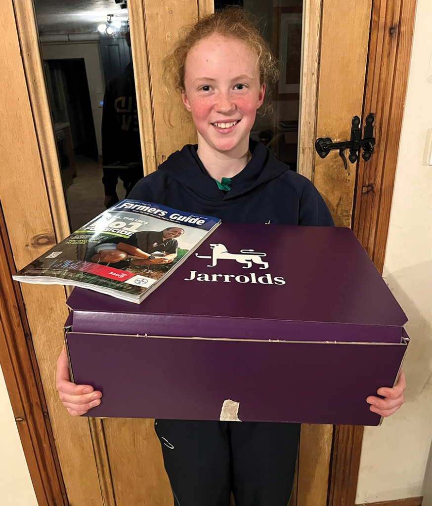 6.	Isabella Lord of Clacton, Essex was the lucky winner of a Jarrold’s Taste of Norfolk hamper, donated by Larking Gowen. Apparently ever since it arrived, Isabella has been desperately trying to keep the box of goodies away from 
her parents!
