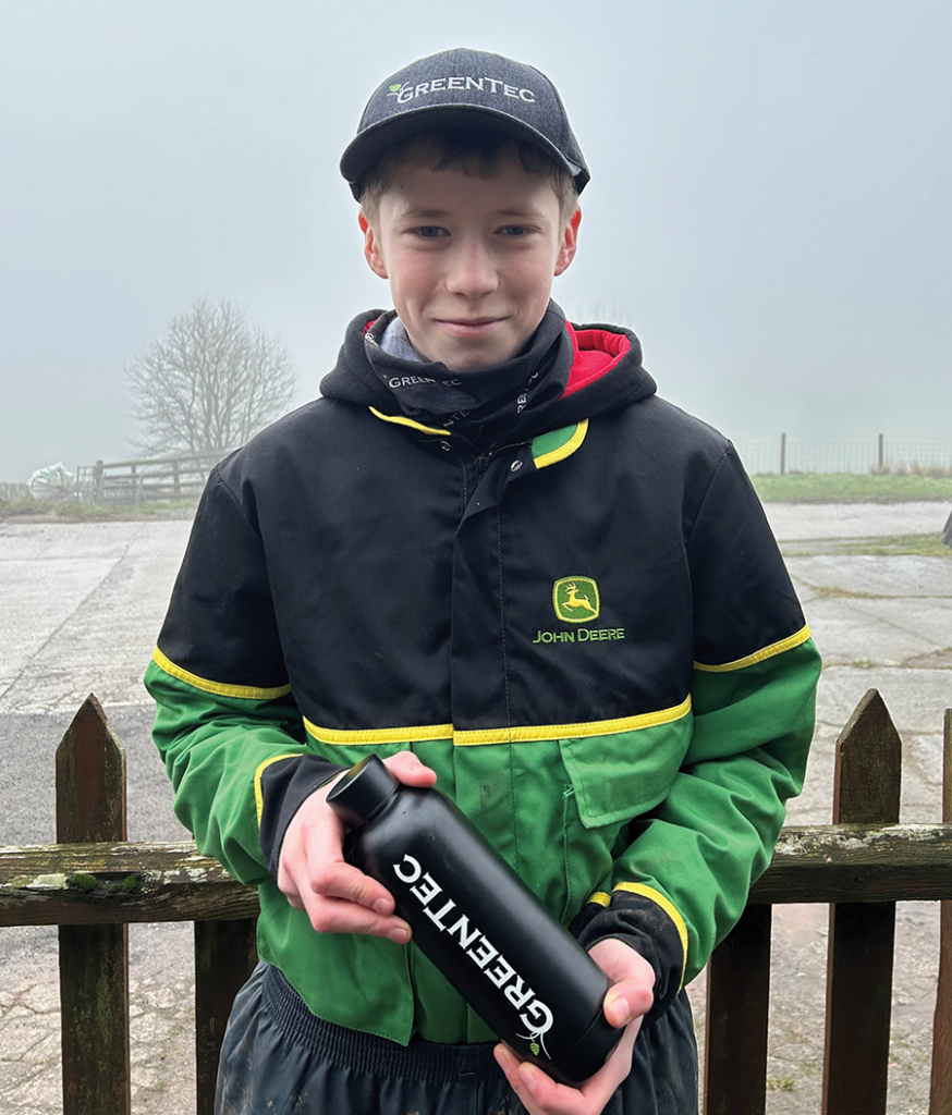 9.	Owen Price from Presteigne is pictured with his prize – a bundle of Greentec goodies kindly supplied by Greentec. 