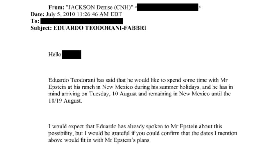 Eduardo Teodorani-Fabbri, former CNH's Basildon New Holland plant, has been mentioned in the Epstein files. 